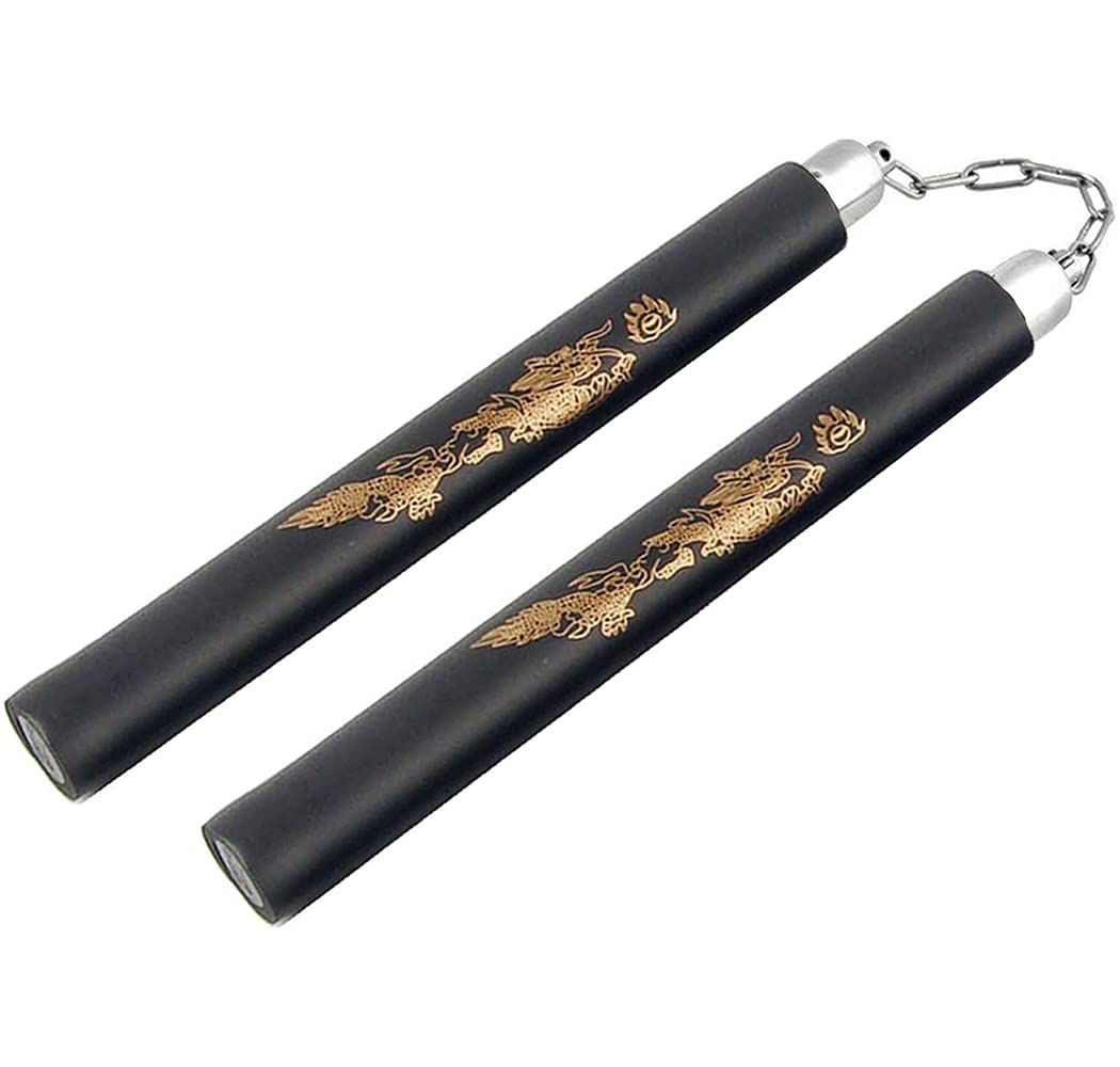 Fayscingo Foam Training Nunchucks Martial Arts Nunchakus Portable Padded Sponge Practice Nunchakus for Kids Adults and Beginners (Black)