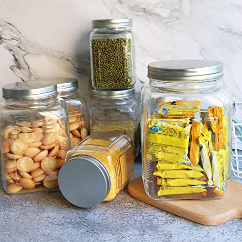 100oz / 3000ml Clear Mason Jar With Lids, Flrolove Airtight Glass Jars