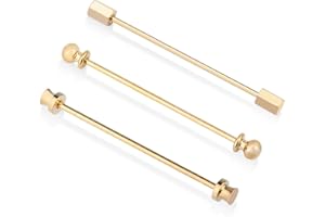 wynameleri Mens Shirt Collar Bars Pins Clips Clasps Silver Tone and Tone Set 3 PCS Business Gift 60mm