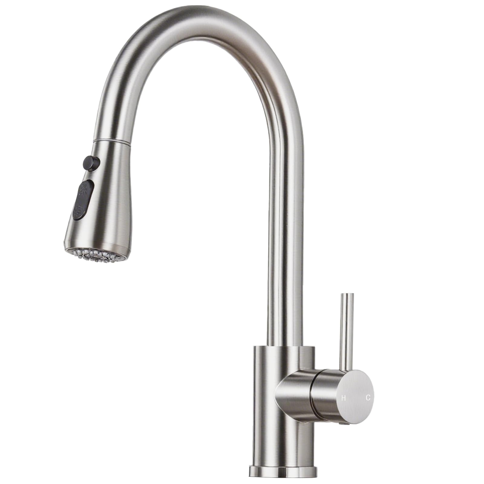 Photo 1 of ************FOR PARTS ONLY- MISSING THE FAUCET HEAD**************
LUFG Kitchen Faucet with Pull Down Sprayer - Brushed Nickel Single Handle Kitchen Faucets, High Arc Stainless Steel Pull Out Kitchen Sink Faucet for RV Laundry Farmhouse Bar