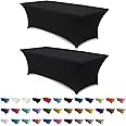ABCCANOPY 2 Pack 6 ft Spandex Tablecloths Stretch Table Cover Rectangular Table Fitted Polyester Tablecover Table Toppers Christmas Black