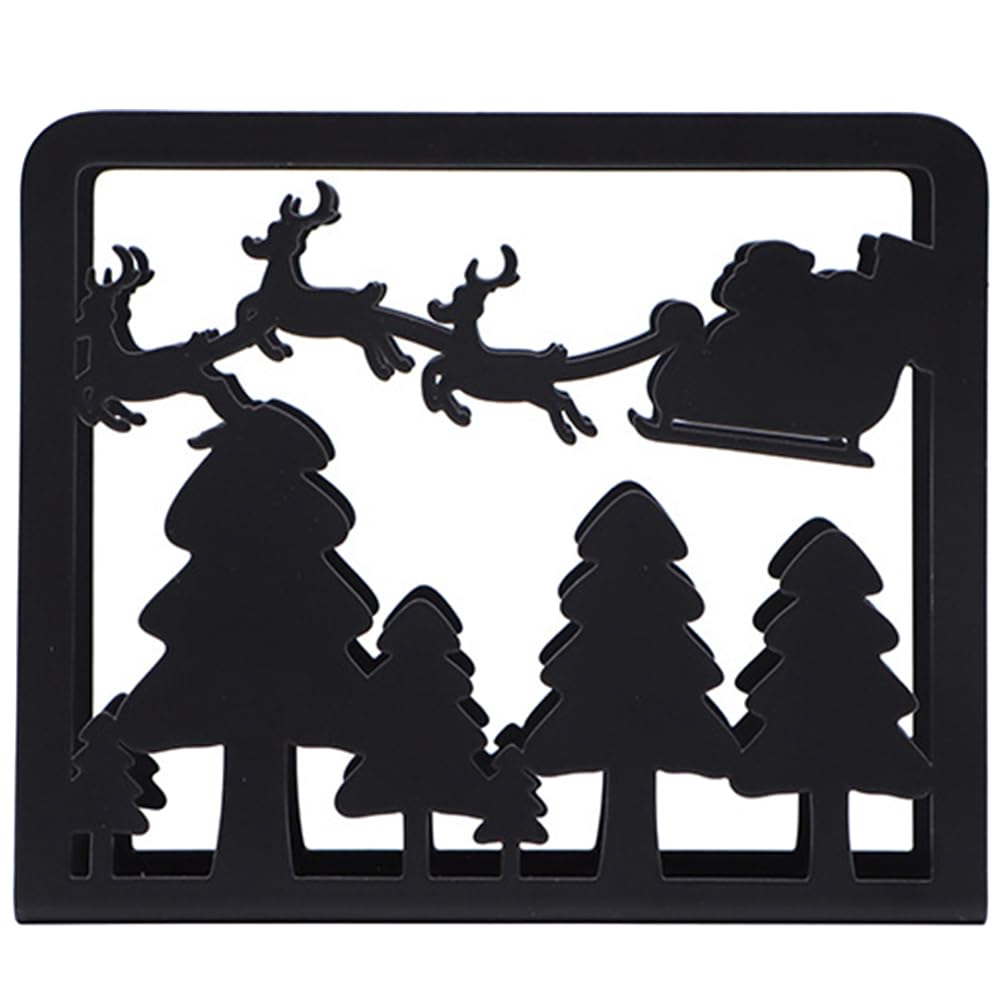 ULTECHNOVO Christmas Napkin Holder, Christmas elk Design Napkin Stand for Paper Napkins, Freestanding Napkin Holder for Kitchen and Table, Modern Napkins Holder for Home & Picnic Party, Black