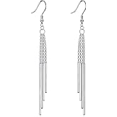 Long Tassel Dangle Drop Earrings 925 Sterling Silver Long Linear Earrings Jewelry for Girls Women