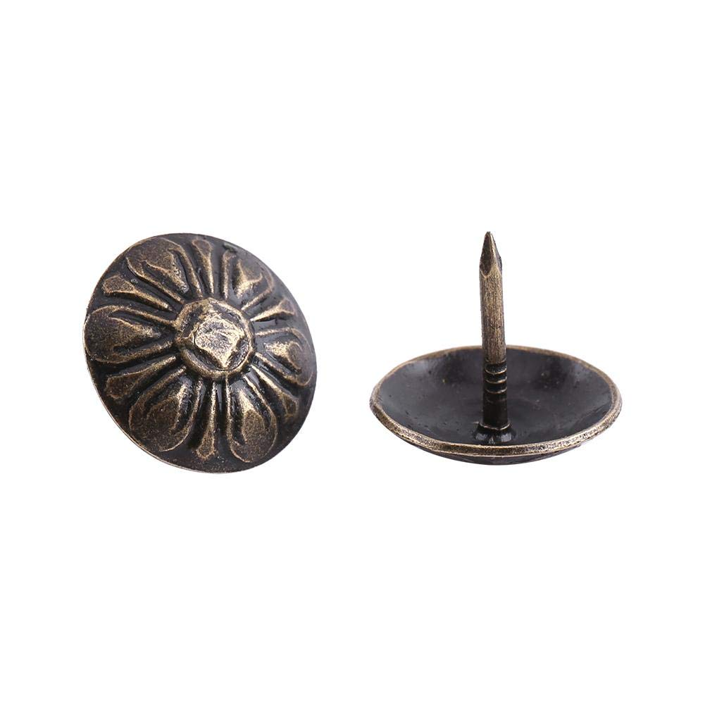 100pcs Vintage Upholstery Nails, Sofa Shoe Door Decorative Stud Antique Upholstery Tacks Bronze Metal Tags Tacks Furniture Nails Pins Assortment Kit [16 * 15mm]