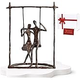 Handcrafted Romantic Decorative Couple Statue, Antique Bronze Cast Iron Love Sculpture Decor, Metal Figurines as Best Valentines Wedding Anniversary Couples Gift for Wife Parents Husband Her Women