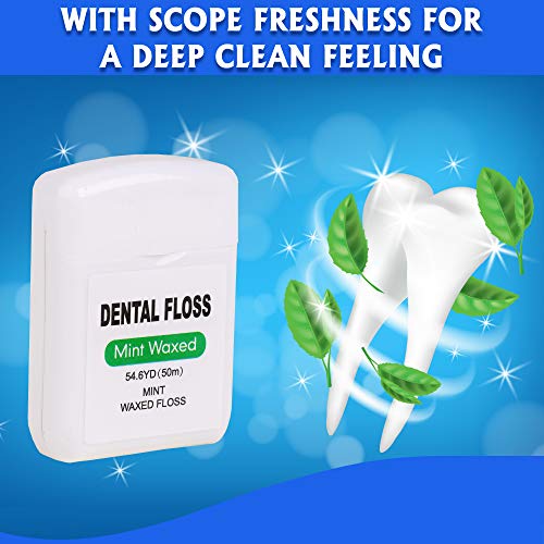 Waxed Dental Floss for Plaque and Food Removal, Refreshing Mint Flavor