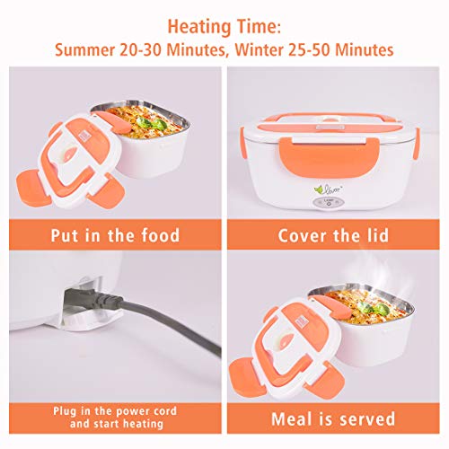 VOVOIR Electric Heating Lunch Box 110V/12V 2 in 1 Portable Food Warmer