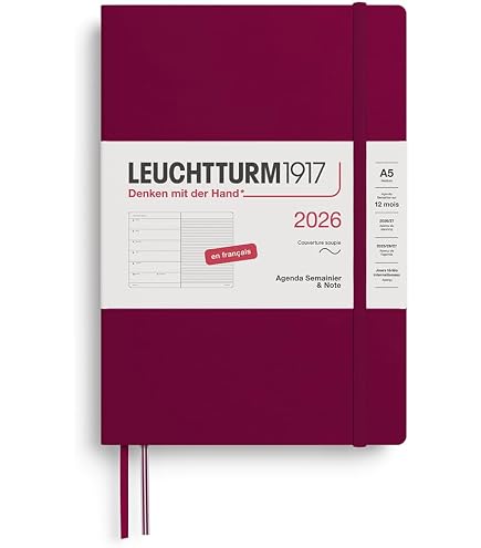 Agenda Semainier LEUCHTTURM1917 2026 – Format A5, Couverture Rigide Vert Forêt, Avec Bloc-notes