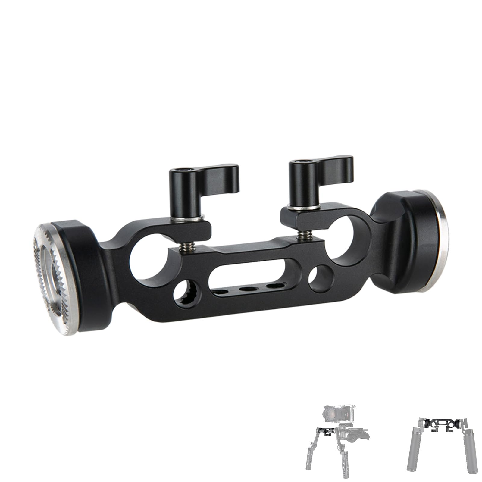 NICEYRIG 15mm Dual Rod Clamp with Rosette for ARRI Standard(M6 Thread, 31.8mm) for Camera DSLR Shoulder Rig Support System