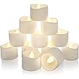 Homemory Tea Lights with Timer, Built-in 6 Hours Timer, Flameless Candles with Timer, Flickering Tea Lights Candles Battery O
