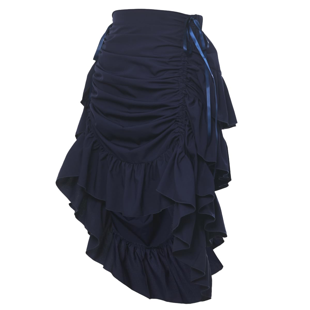 GRACEART Women's Steampunk Skirt Adjustable Ruffle Gothic Vintage Long Skirts Halloween Medieval Vampire Pirate Dress