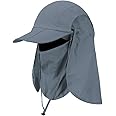 Foldable Sun Cap, Fishing Hats, UPF 50+ Protection Caps with Face Mask Neck Flap