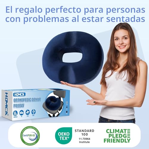HOMCA Cushion for Coccyx Foam Hemorrhoids Cushion, Office Chair Cushion, Anti-decute Cushion for Office Seats, Wheelchair, Non-Slip Bottom, Washable Cover, Blue