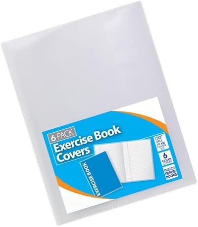 1ABOVE 6-Pack A4 Clear Exercise Book Covers Durable 150µm Thick 60mm Flap