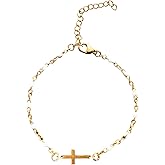 HERSAUL 14K Gold Plated Sideways Cross Bracelet for Women - Religious Cubic Zirconia Station Bracelet - Ideal for Confirmation, Baptism & Mother's Day Gifts