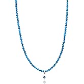 Senxilk 3mm Gemstone Beaded Necklaces for Women Dainty Boho Choker Turquoise Shield Pendant Necklace