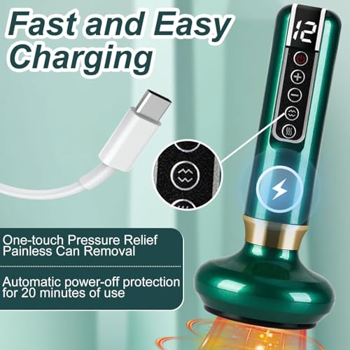 Handheld Cellulite Massager,Portable Smart Cupping Therapy Massager,Rechargeable & Cordless Electric Cupping Therapy Set with Heating,Relieves Muscle Neck Shoulder Back Aches(Green)