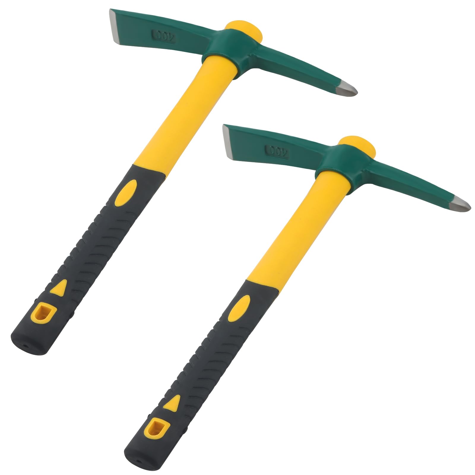 LEXININ 2 PCS 15 Inch Pick Mattock Hoe, Forged Garden Mattock Tool for Gardening, Planting, Yellow