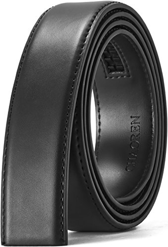 Leather Ratchet Belt Strap Only 1 3/8â€, Menâ€™s Slide Belt without Buckle, Trim To Exact Fit, Big&Tall (Dress Black, 28-42' Adjustable)