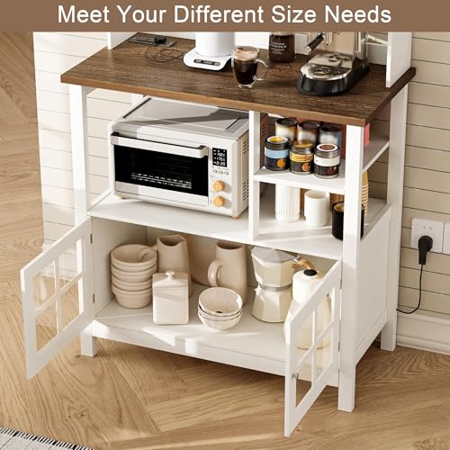 ChooChoo Kitchen Bakers Rack, Utility Storage Shelf, Soft White & Brown