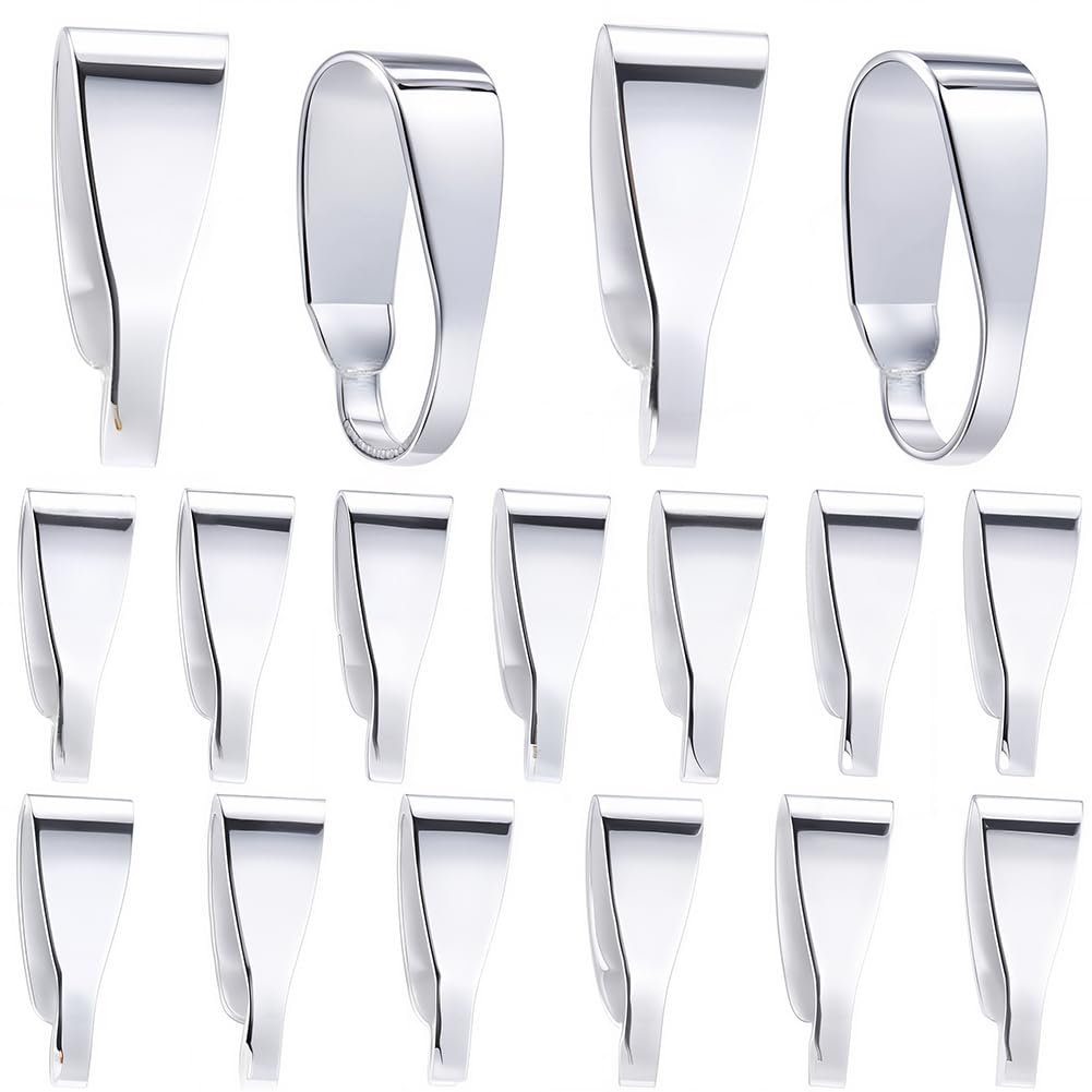 SOFPLATE 1 Box 600Pcs Pinch Bails Silver Pinch Clip Clasp Bulk Brass Snap on Bails Hook Claw Clasps Pendant Charms Chain Connector Clasps for Necklace Jewellery Making Bracelets Earrings DIY Crafts