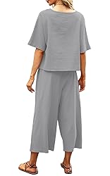 Nfsion Summer Cotton Linen Sets for Women 2 Piece