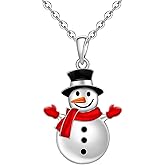 Fenthring Snowman Necklace Christmas Necklaces for Women Sterling Silver Snowman Pendant Xmas Holiday Winter Jewelry Christmas Gifts