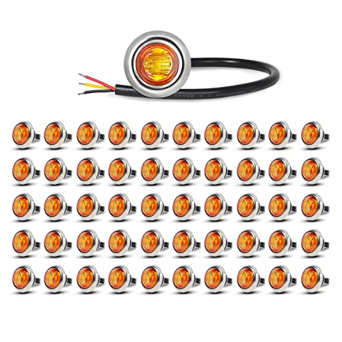 Photo 1 of MADCATZ Meerkatt 3/4 Inch Round Amber Light Clearance Lamp Small Side Marker Bullet Light Universal Truck Trailer Camper Pickup 12V DC Turn Tail with Chrome Bezel 3led-HL