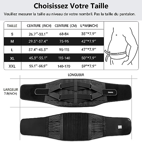 FREETOO Lumbar Belt Lumbar Support Belt Hold Lumbar Well 4 Springs Support Double Adjustable Strap for Men and Women