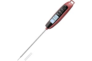 DOQAUS Digital Meat Thermometer, Instant Read Food Thermometer for Cooking Kitchen Candy with Super Long Probe for Turkey Grill Water Oil Deep Fry - Red