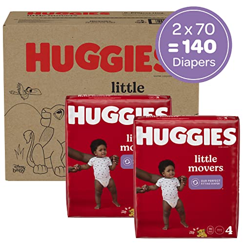 Baby Diapers and Wipes Bundle Huggies Little Movers Size 4, 140ct