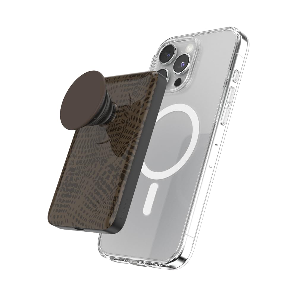 PopSockets PowerPack for MagSafe, Portable Phone Charger, Magnetic Wireless Portable Charger, 5000mAh - Cocoa Umber Petrified