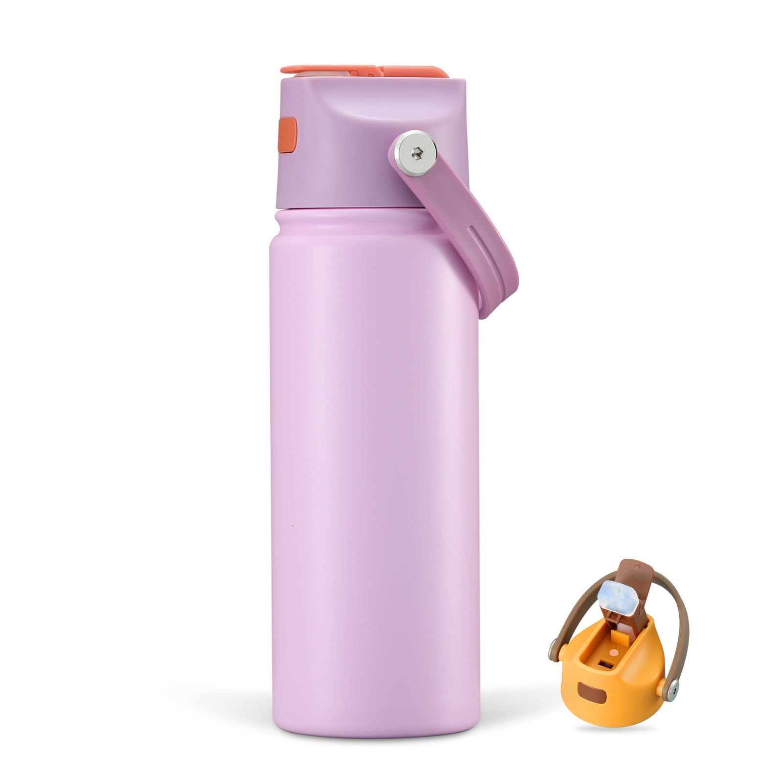 Photo 1 of 18 OZ Water Bottle for Kids, Stainless Steel Double Insulated Sports Water Bottle, Leak Proof Straw Cup for School, Gifts and Travel, BPA Free (Light Pink)