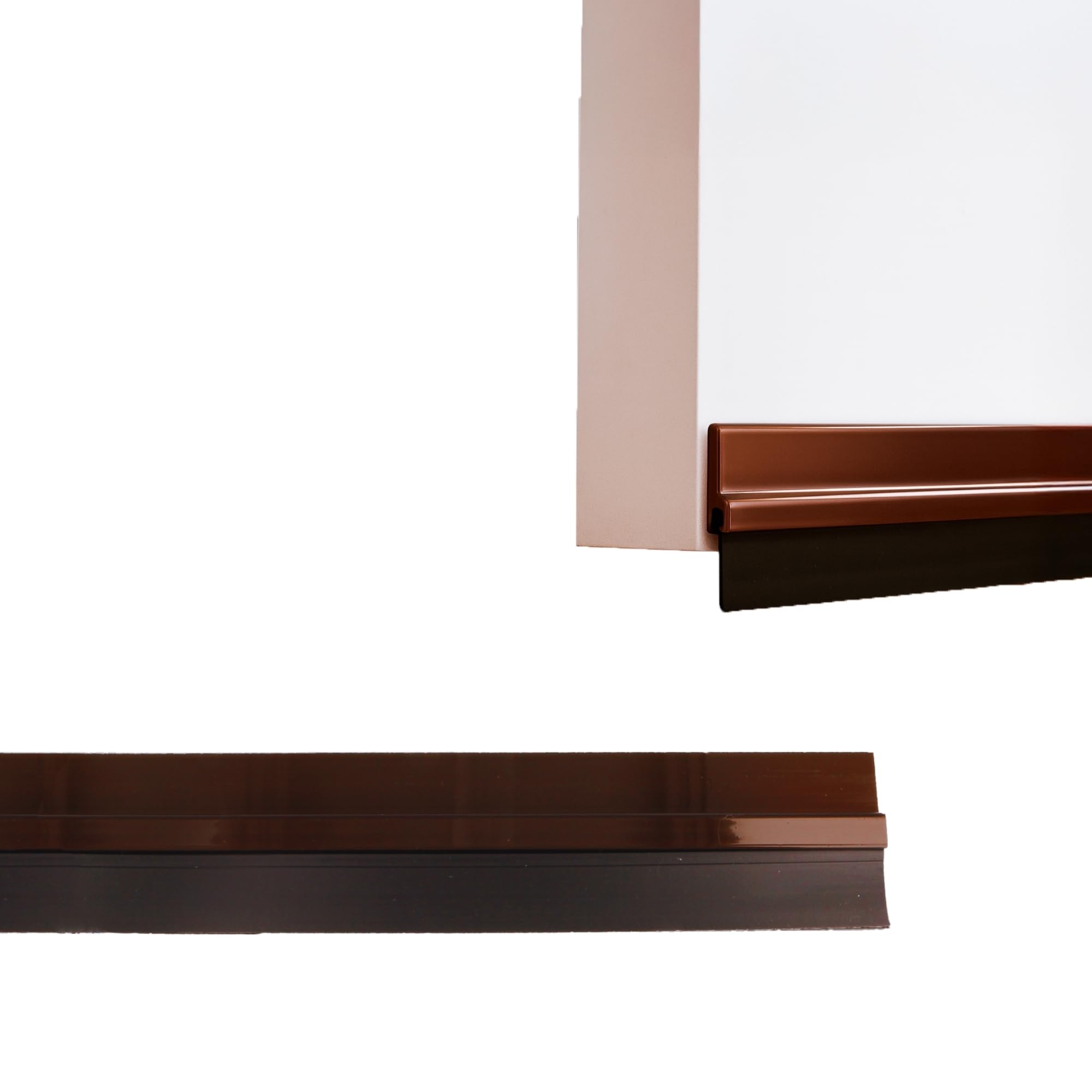 Amig - Draught excluder for Entrance or Passage Doors - Adhesive Overlay Seal - Semi-Rigid PVC Brush - 1 m - Tan - Aluminium