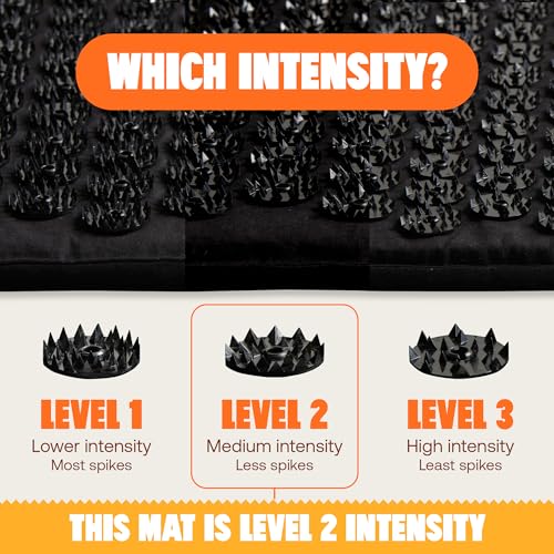 ShaktiMat Acupressure Mat for Relaxation, Massage Muscles, Aid Sleep & Unlock Inner Tension, Similar to Acupuncture, No Needles Required (Premium, Level 2, Shakti Black)