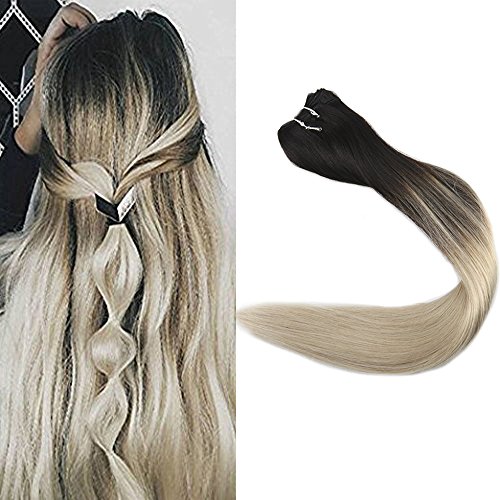 Full Shine 22 Inch Remy Brazilian Hair Bundles Balayage Hair Weft Color 1B Fading To 613 Straight Hair Weft Remy Hair Weave In Human Extensions 100 Gram Sew In Hair For Braiding