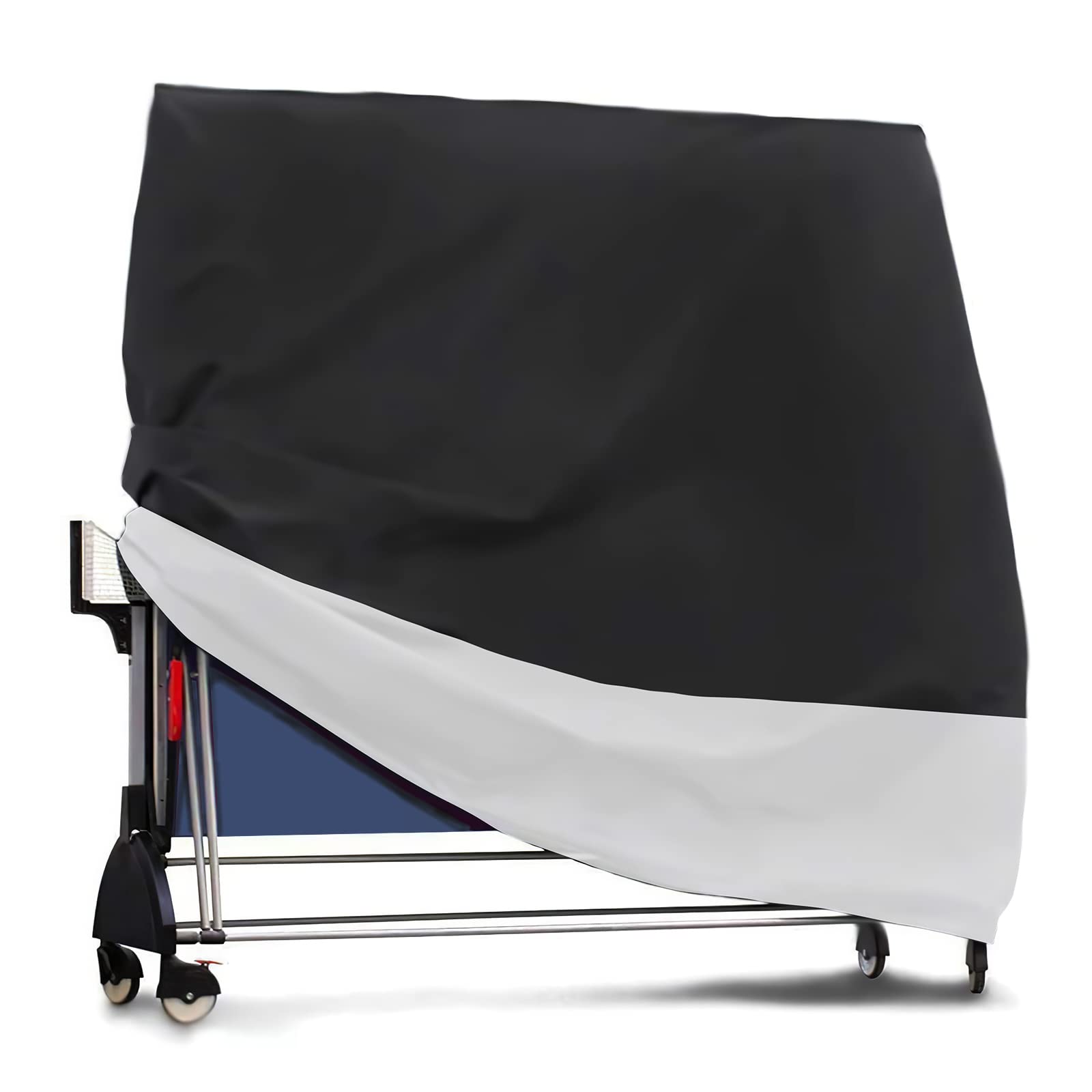 Coverify Table Tennis Table Cover Outdoor, Waterproof 300D Oxford Fabric, Windproof, Anti-UV, Rip Proof Ping Pong Table Cover, Indoor / Outdoor (165×85×165cm) - Black