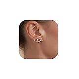 3 Pairs Huggie Hoop Earring Set 14K Gold Plated