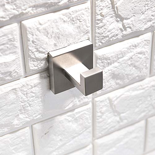 TURS SUS 304 Stainless Steel Coat Hook Towel/Robe Clothes Hook for Bath Kitchen Garage Heavy Duty Wall Mounted (1, Brushed)