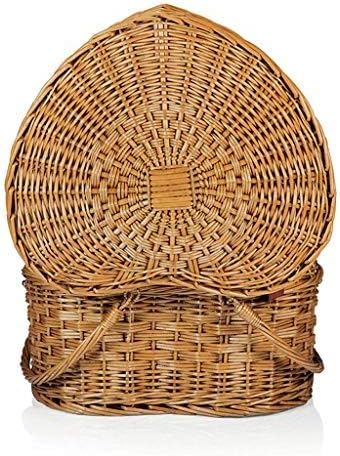 DJSMycl Heart-Shaped Wicker Hamper Picnic Basket Lined Brown 40 X 35 X 22 cm Picnic Baskets