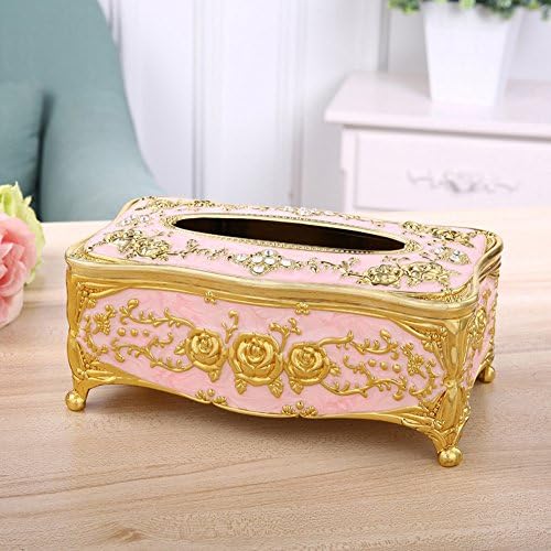 European Style Acrylic Tissue Boxes Dining Table Rectangular Napkin Holder Plastic Tissue Box (Pink)