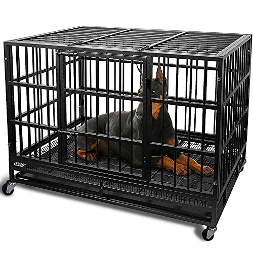 Otaid 48 Inch Heavy Duty Indestructible Dog Crate Cage Kennel with