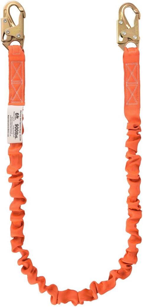 WELKFORDER 6-Foot Internal Shock Absorbing Safety Lanyard with Double Forging Snap Hook Connectors ANSI Z359.13-2013 Compliant Fall Protection Equipment (1 Pack) - - 