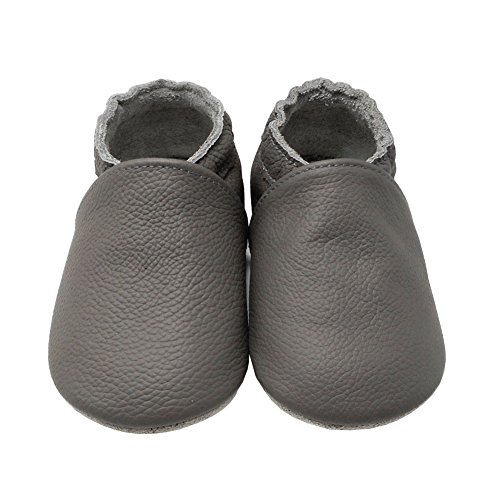 Yang Baby Boys Girls Shoes Crawling Slipper Toddler Infant Soft Leather First Walking Moccs(Grey,12-18 Months)