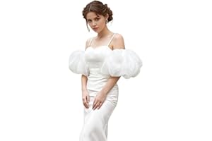 saqulopr Organza Puff Sleeves Detachable for Wedding Dresses Stretchy Cuff