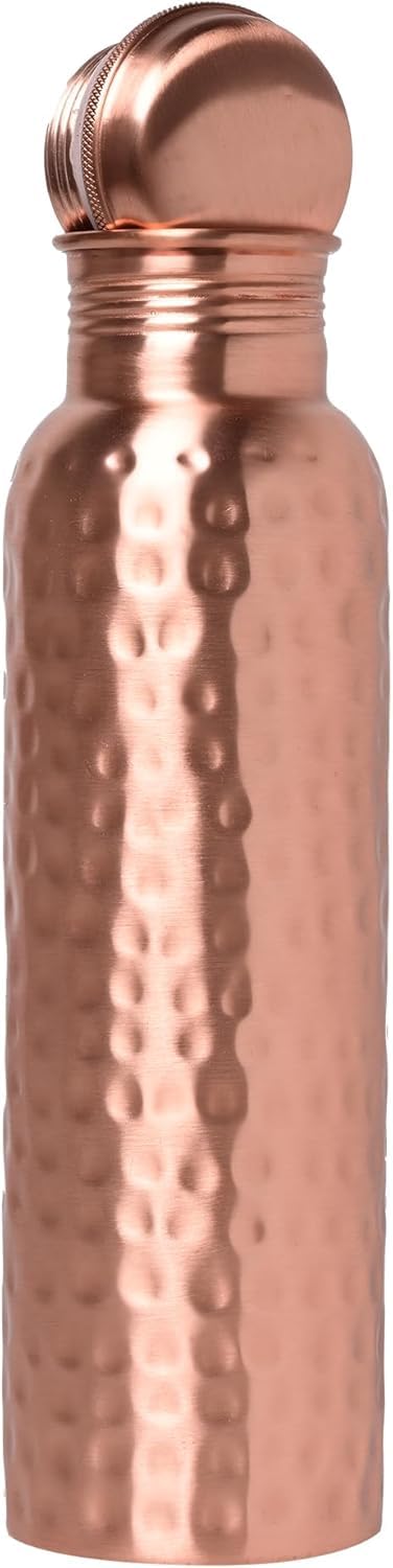JMD INTERNATIONAL 100% Pure Hammered Copper Travel Water Bottle - Ayurvedic Health Benefits