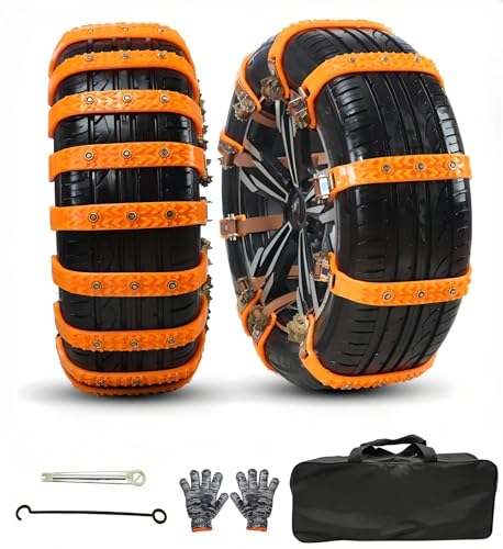 Photo 1 of Snow Chains 10 Pcs Tire Chains Anti Slip Car Adjustable Universal Emergency Thickening Anti Skid Upgraded, Winter Driving Security Chains, Traction Ice Mud Chains for Tire Width 7.2-11.6" Orange