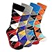 HSELL Colorful Mens Dress Socks Argyle Patterned Fun Crew Socks 4 Pack
