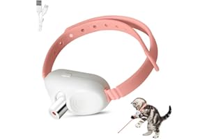 HYKCZOUS Automatic Laser Collar Cat Toy - Upgraded Laser Cat Toys, Flashing and Lasting modes, 8-12″ Bend Collar & 41°Adjust Angle free hands. Type-C USB Charge 1H and works 12H. Gifts for Ailurophile(Blue)