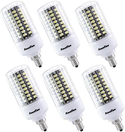 AmmToo 9W LED Corn light bulb E12 Screw Base 720LM White 4000-4500K AC85-265V 100Leds 5736SMD Pack of 6